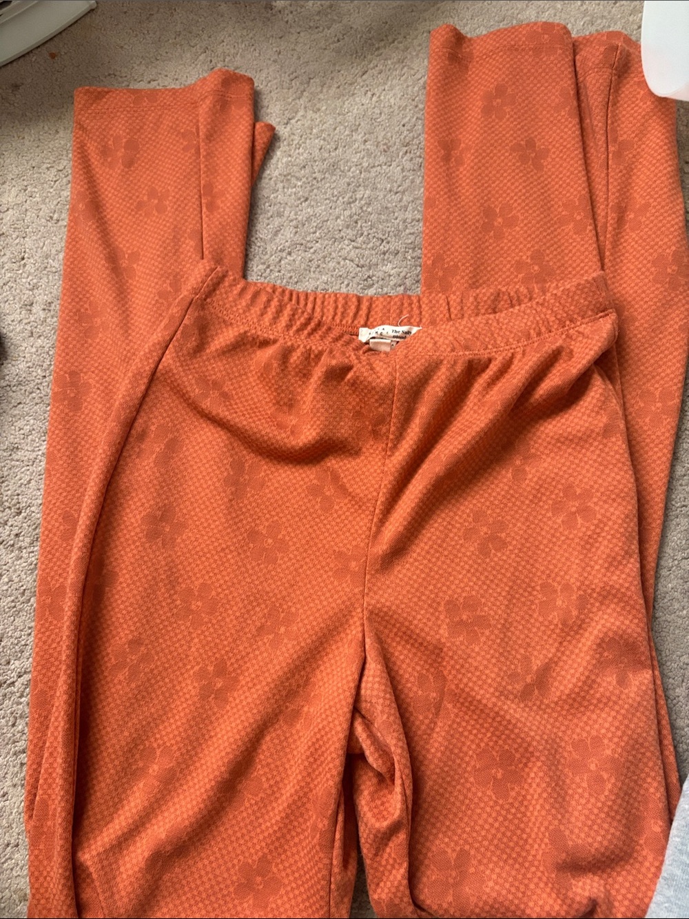 Billabong Orange Floral Ponte Pull-On Straight Leg Pants